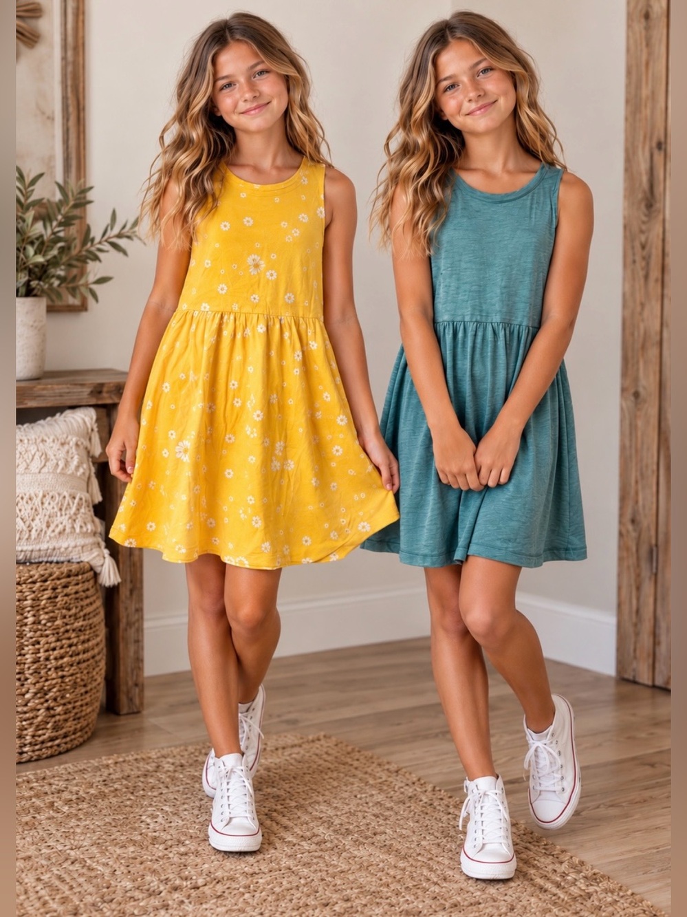 NWT Old Navy Big Girls Jersey Knit Sleeveless Dresses 2pc Bundle